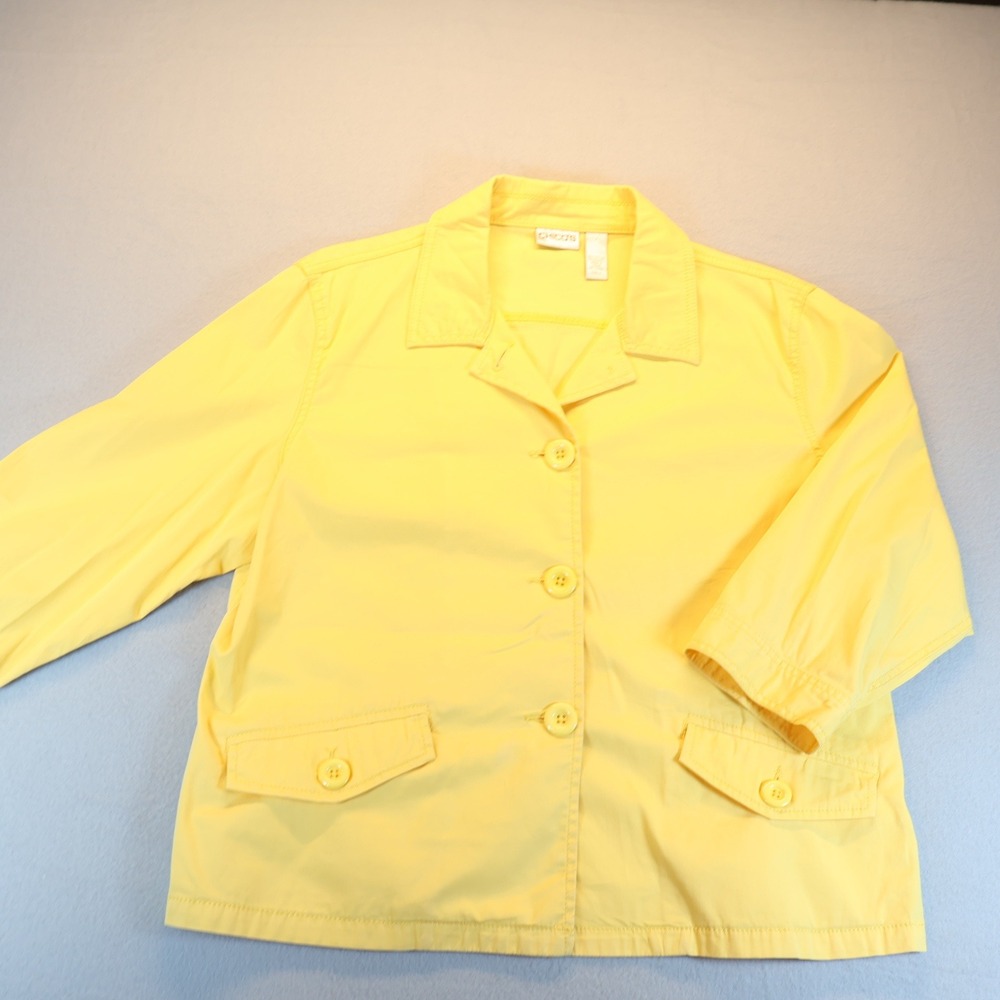 Chico's Yellow Cotton Blend Button Down Jacket Size 3 Large XL 507959